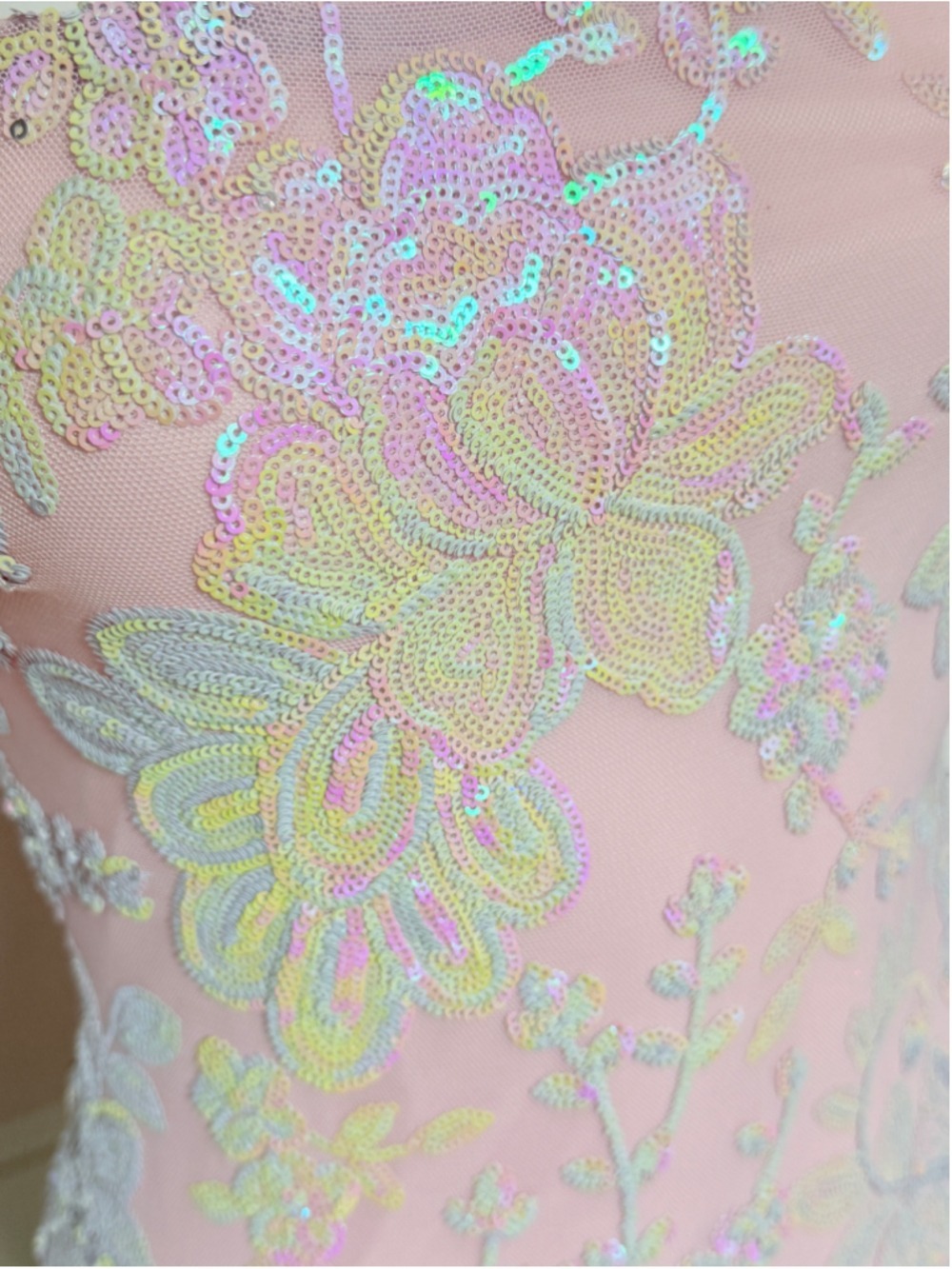 Size Large Pink Iridescent Sequin Mini Cocktail Party Homecoming Hoco Dress - Picture 5 of 5